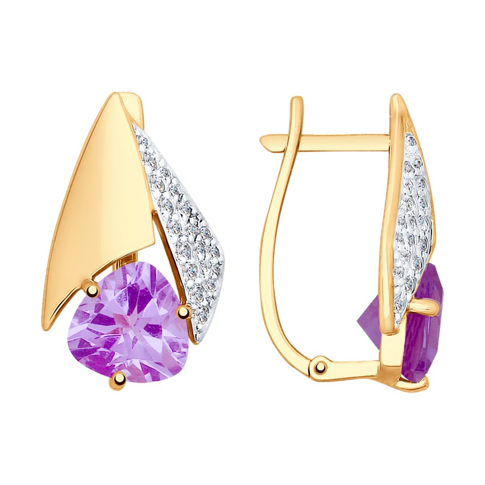 

Серьги SOKOLOV из золота с аметистами и фианитами