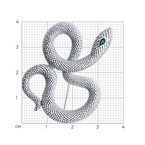 Брошь из серебра с фианитом - фото 3