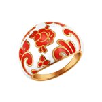 Кольцо из золоченого серебра c хохломой
