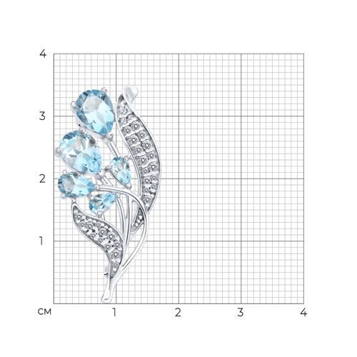 Брошь из серебра с топазами и фианитами - фото 4
