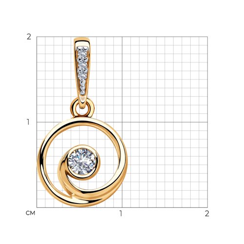 Подвеска из золочёного серебра с фианитами - фото 3