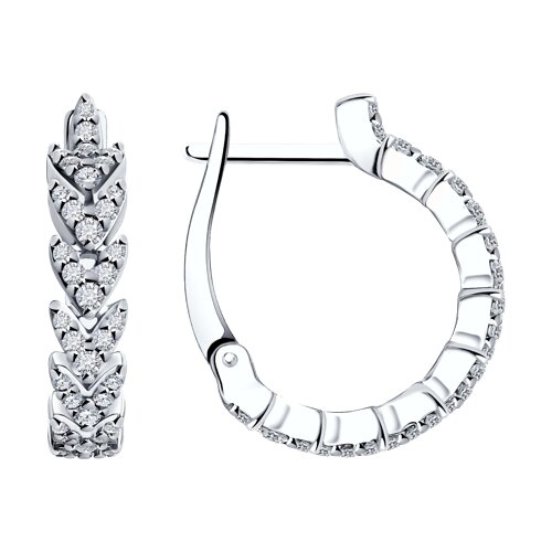 Серьги из серебра с фианитами