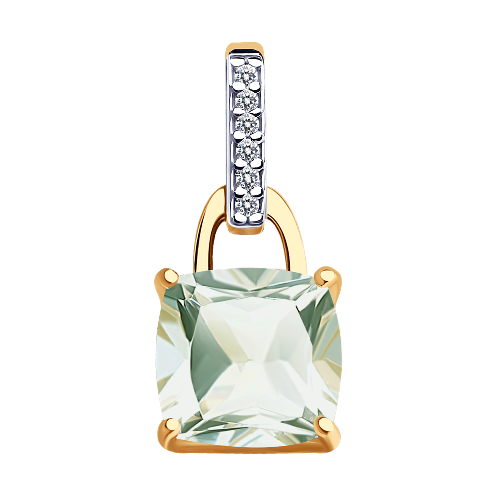 фото Подвеска sokolov diamonds из золота с бриллиантами и празиолитом