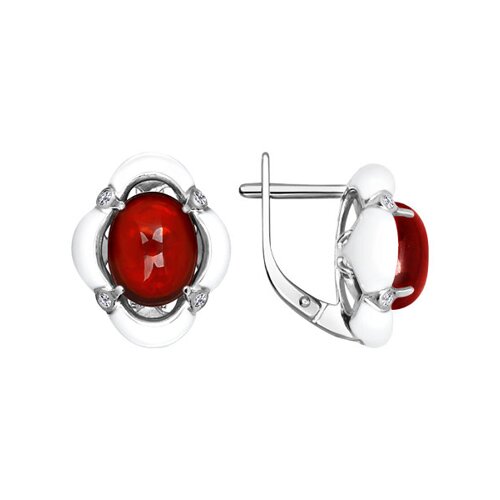 Серебряные серьги с гранатом
