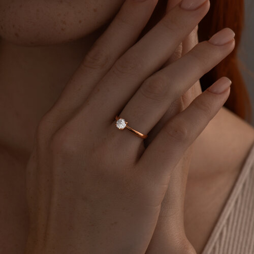 Кольцо из золочёного серебра с фианитом - фото 3