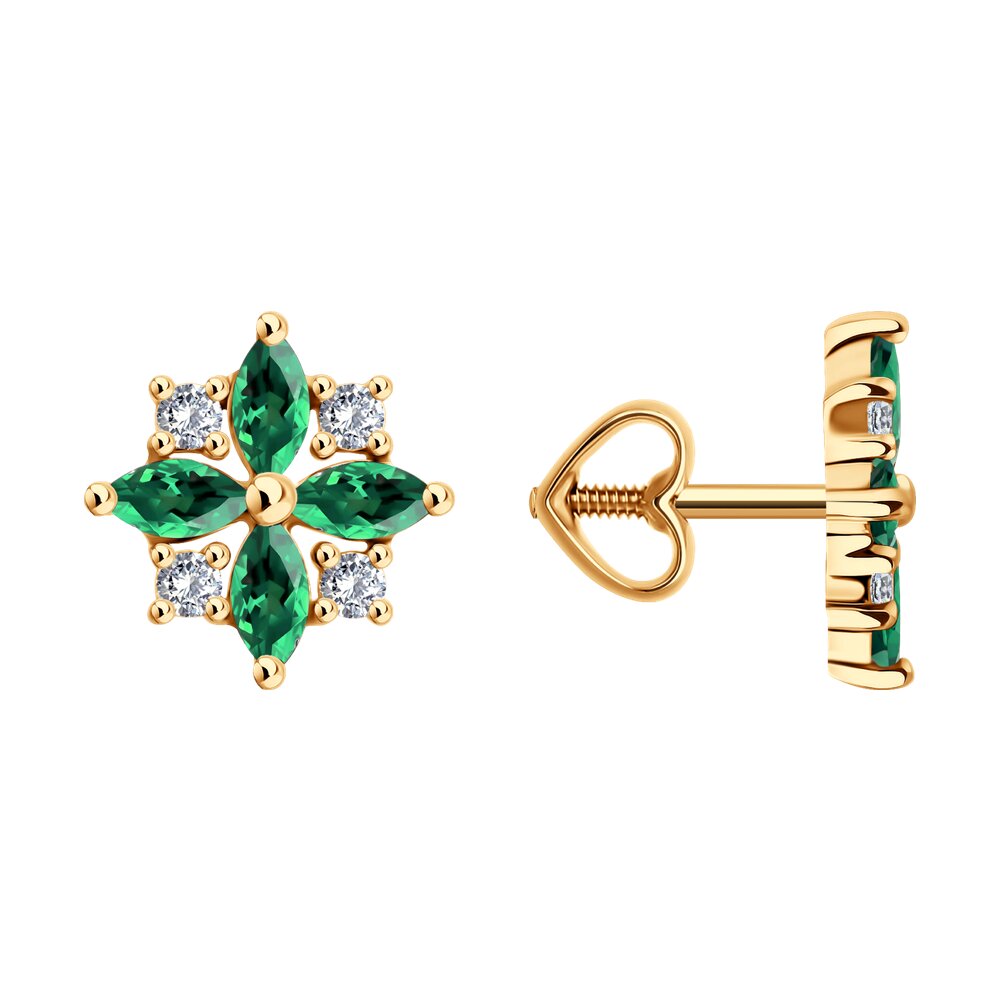 Серьги SOKOLOV из золота с наноизумрудами и фианитами 64990₽