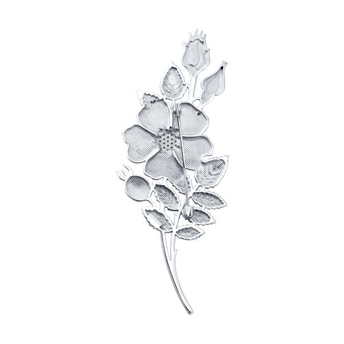 Брошь из серебра с фианитами и эмалью - фото 2