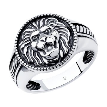 Кольцо SOKOLOV из чернёного серебра «Лев»
