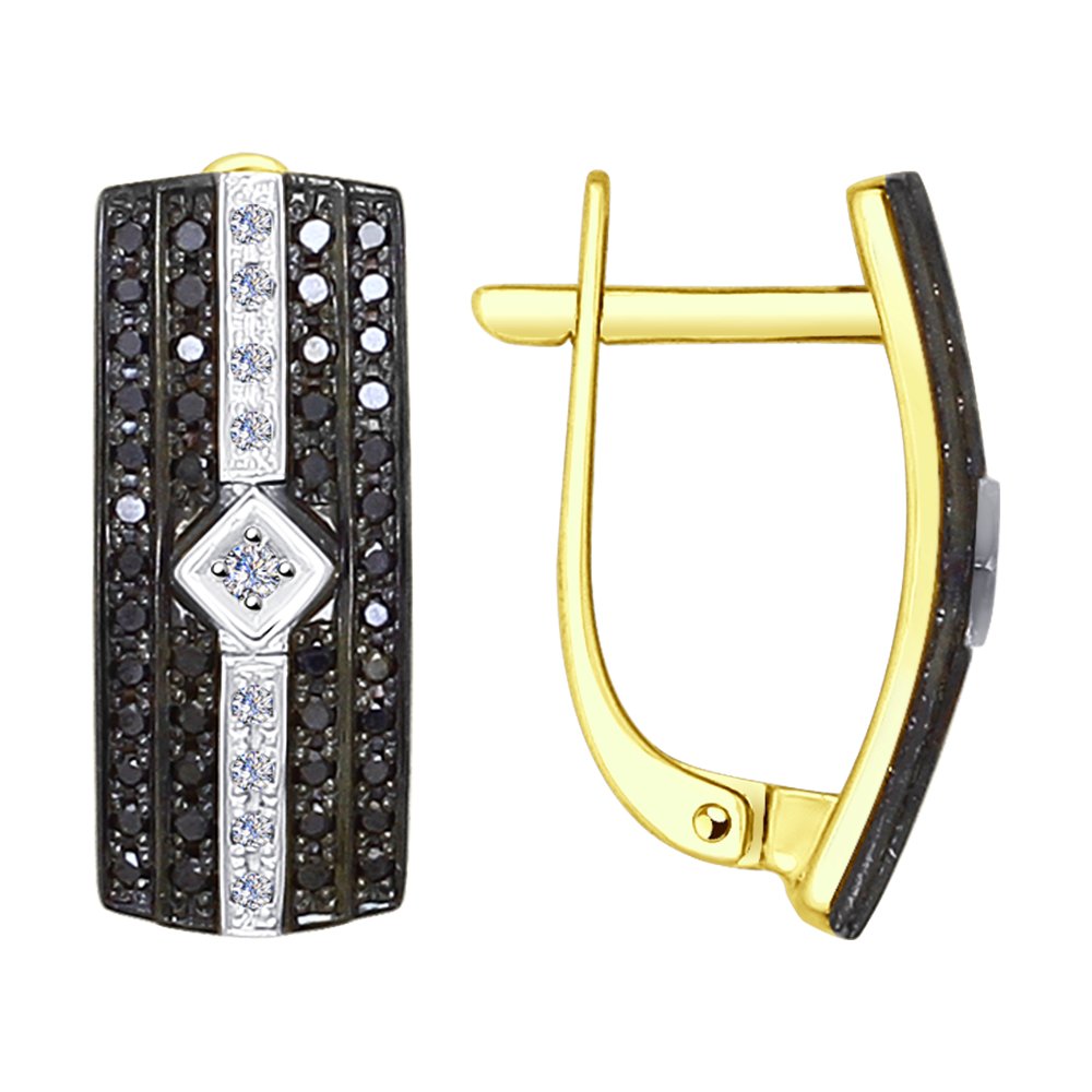 

Серьги SOKOLOV Diamonds из желтого золота с бесцветными и чёрными бриллиантами