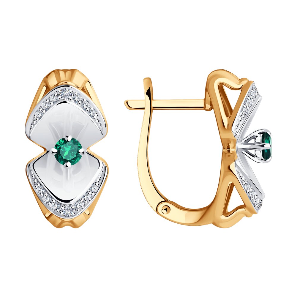 

Серьги SOKOLOV Diamonds из комбинированного золота с бриллиантами и изумрудами