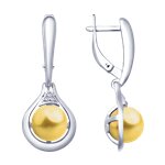 Серьги из серебра с жемчугом Swarovski и фианитами