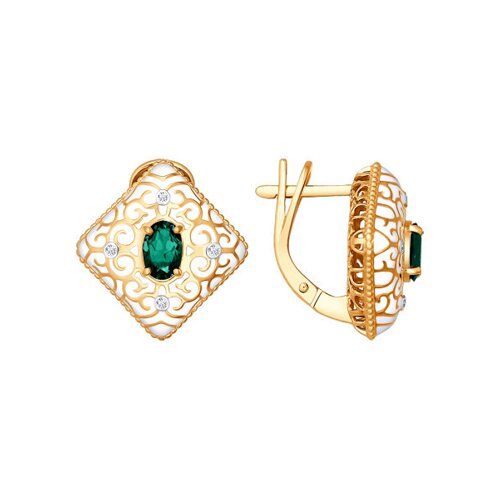 

Серьги SOKOLOV из золота с эмалью с бриллиантами и изумрудами