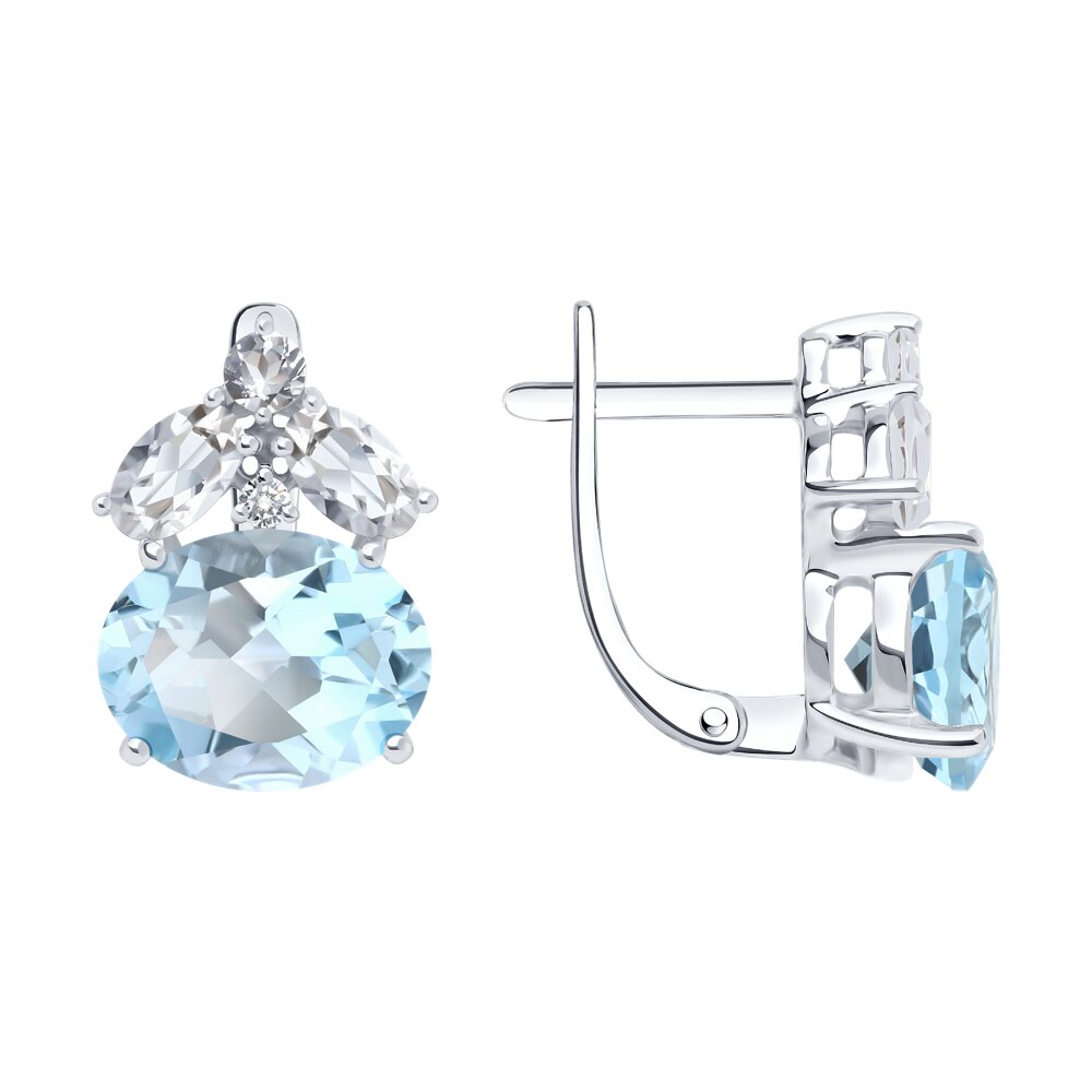 Серьги SOKOLOV из белого золота с топазами и бриллиантами выращенными 153990₽