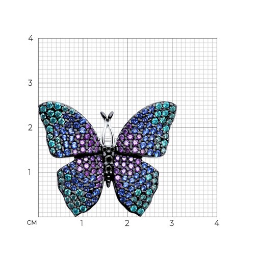 Брошь из серебра с фианитами - фото 4