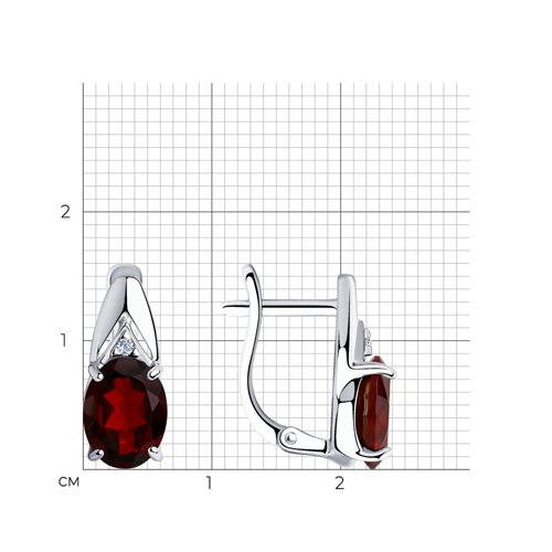 Серьги из серебра с гранатами и фианитами - фото 5