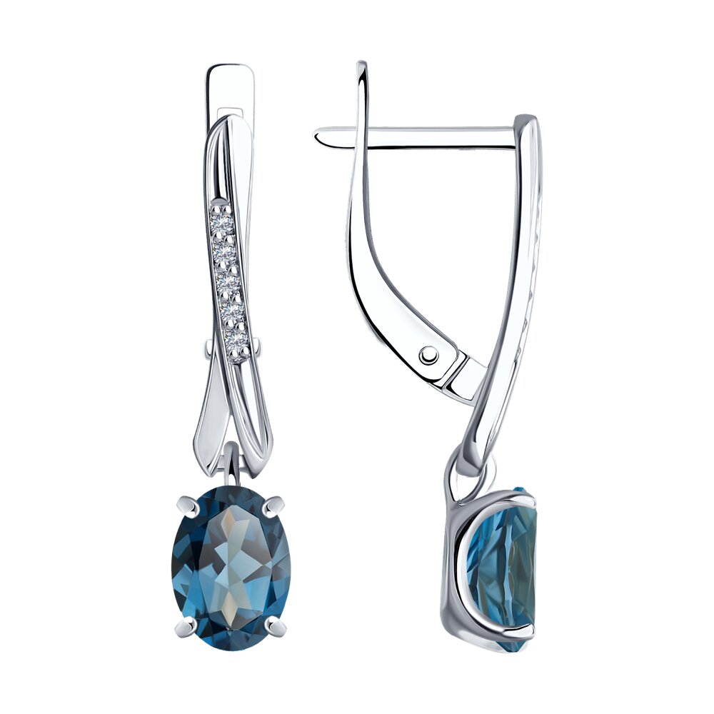 Серьги SOKOLOV из белого золота с бриллиантами и лондон топазами 54000₽