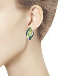 Серьги из серебра с хризолитами и зелеными фианитами