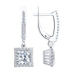 Серьги из серебра с фианитами