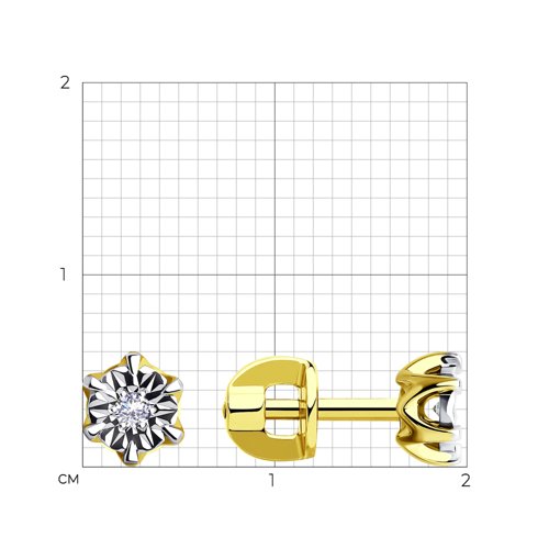 Серьги из комбинированного золота с бриллиантами 1021118-2 SOKOLOV фото 2