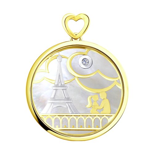 Подвеска "Париж" из желтого золота с миксом камней