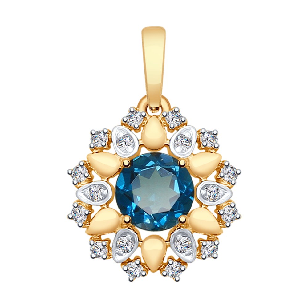 

Подвеска SOKOLOV из золота с синим топазом и Swarovski Zirconia