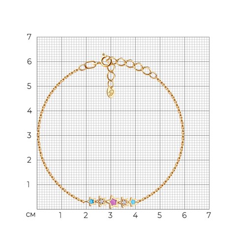 Браслет из золочёного серебра с фианитами и эмалью - фото 4