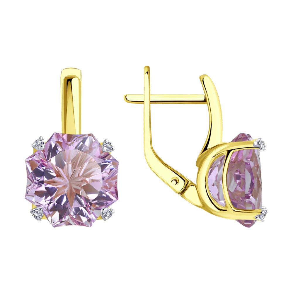 

Серьги SOKOLOV Diamonds из желтого золота с бриллиантами и аметистами