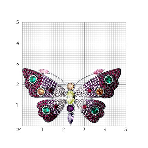 Брошь из серебра с корундами и фианитами - фото 4