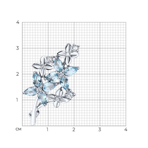 Брошь из серебра с топазами и фианитами - фото 4