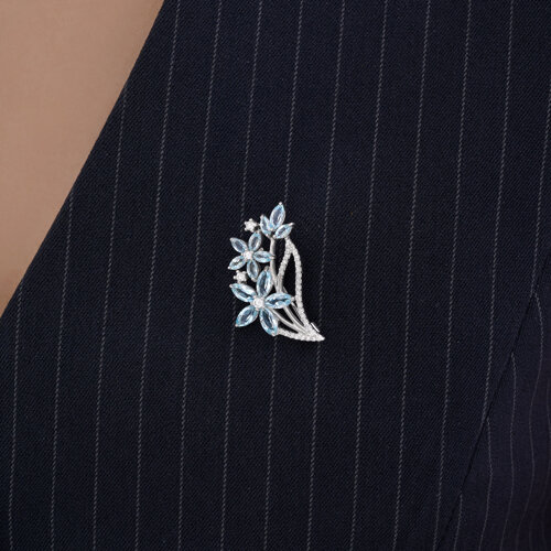 Брошь из серебра с топазами и фианитами - фото 3