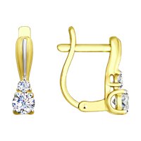 Серьги из желтого золота с фианитами