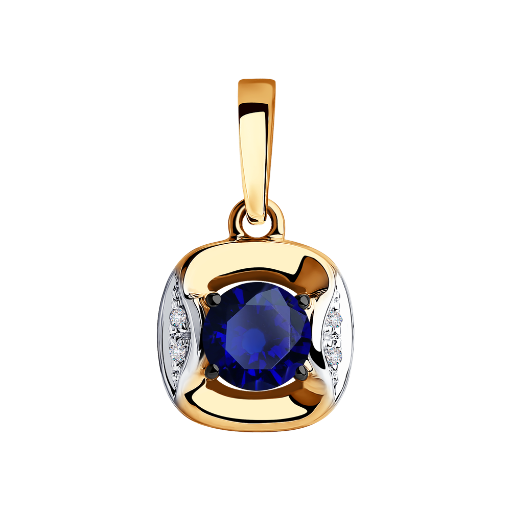 фото Подвеска sokolov diamonds из золота с бриллиантами и синим корунд (синт.)