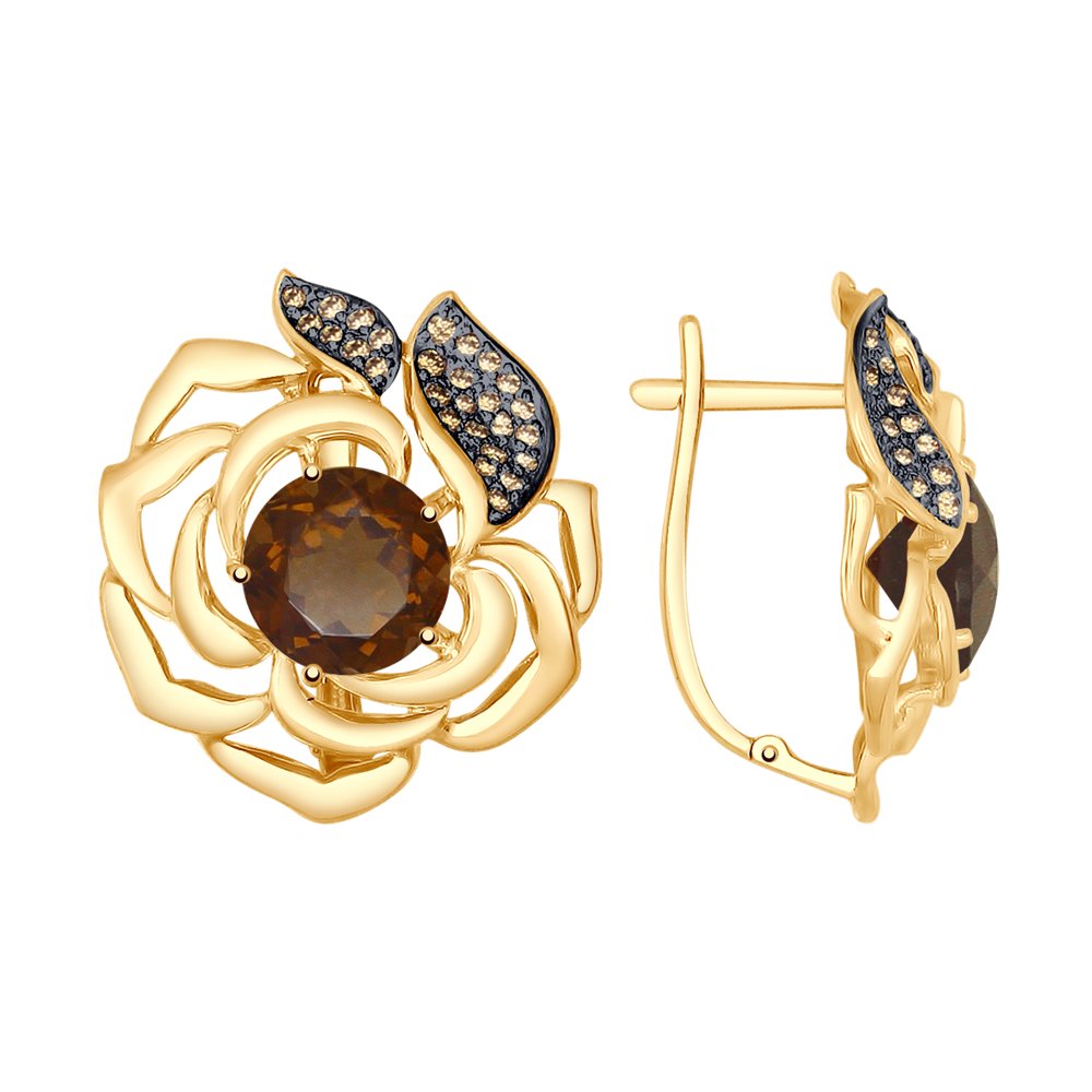 

Серьги SOKOLOV из золота с раухтопазами и жёлтыми фианитами