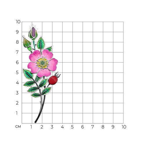 Брошь из серебра с фианитами и эмалью - фото 5