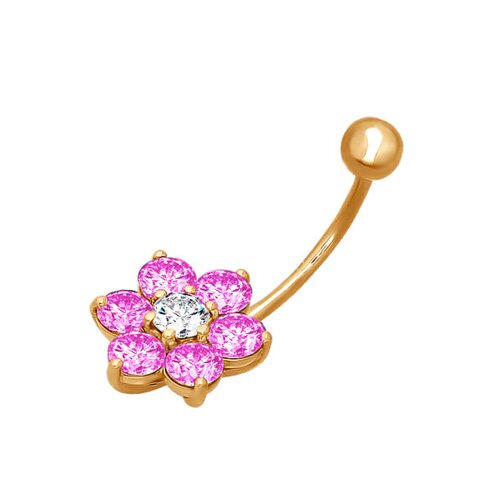 

Пирсинг в пупок SOKOLOV из золота с розовыми фианитами