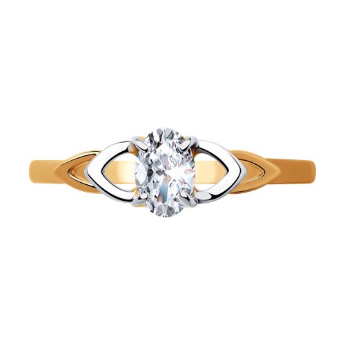 Кольцо из золочёного серебра с фианитом - фото 2