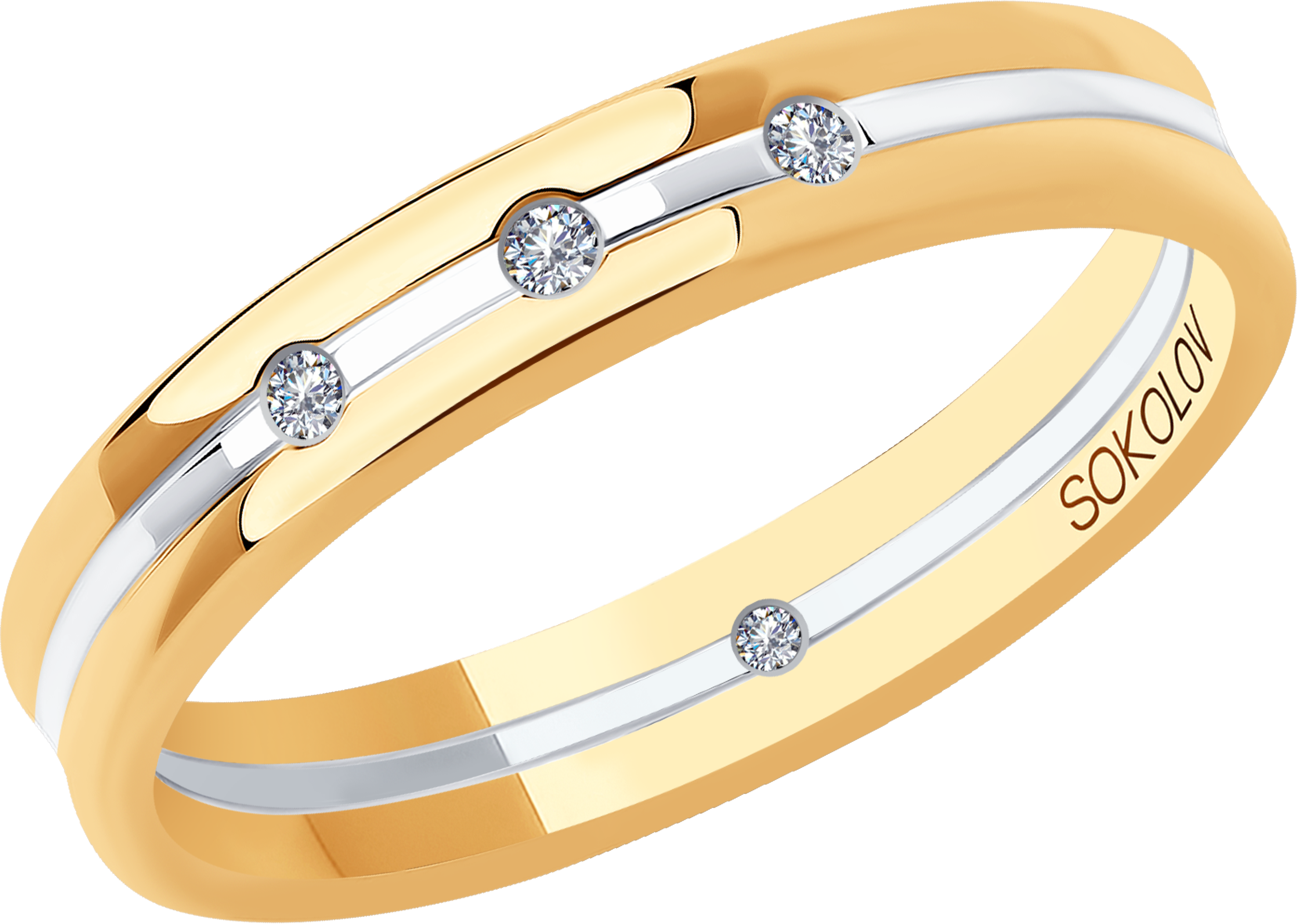 Кольцо SOKOLOV Diamonds из комбинированного золота с бриллиантами
