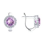 Серьги из серебра с аметистами и фианитами