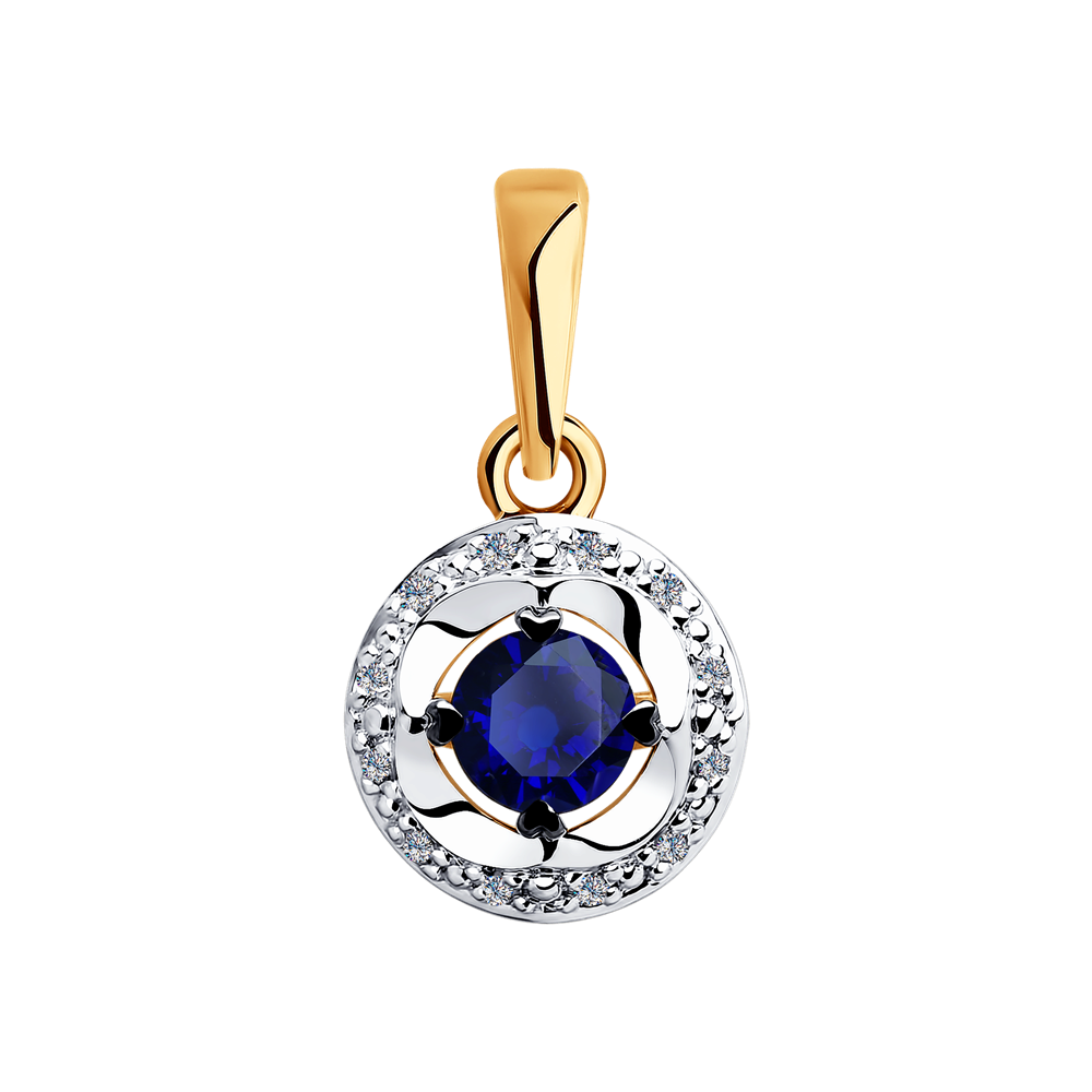 фото Подвеска sokolov diamonds из комбинированного золота с бриллиантами и синими корундами