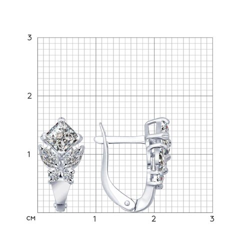 Серьги из серебра с фианитами