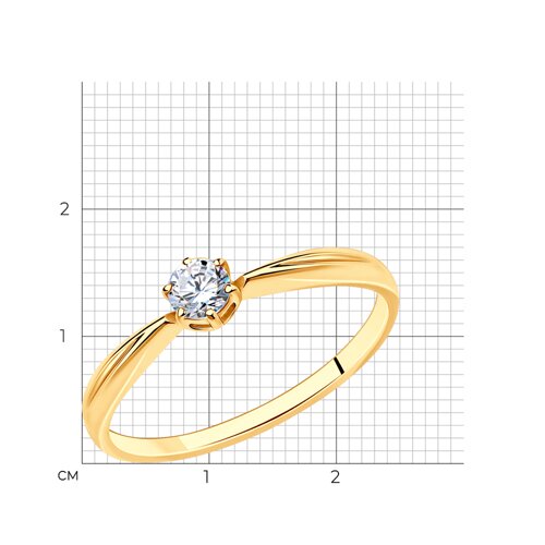 Кольцо из золочёного серебра с фианитом - фото 2