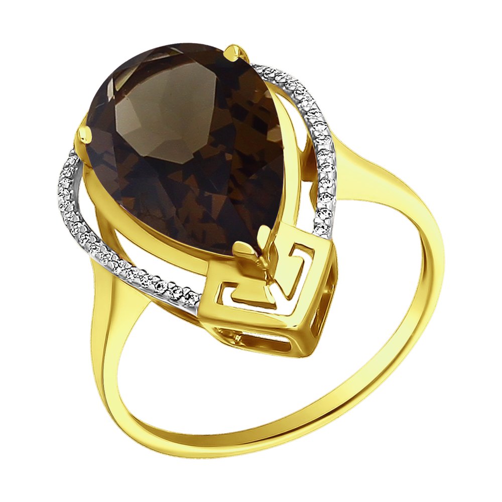 

Кольцо SOKOLOV из желтого золота с раухтопазом и фианитами