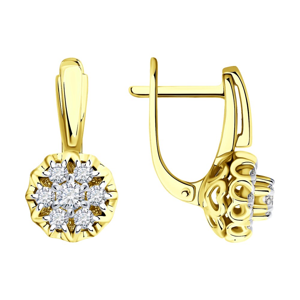 Серьги SOKOLOV Diamonds из желтого золота с бриллиантами