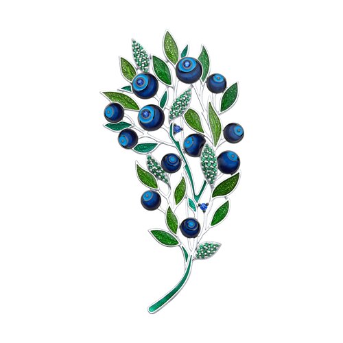 Брошь из серебра с фианитами и эмалью - фото 1