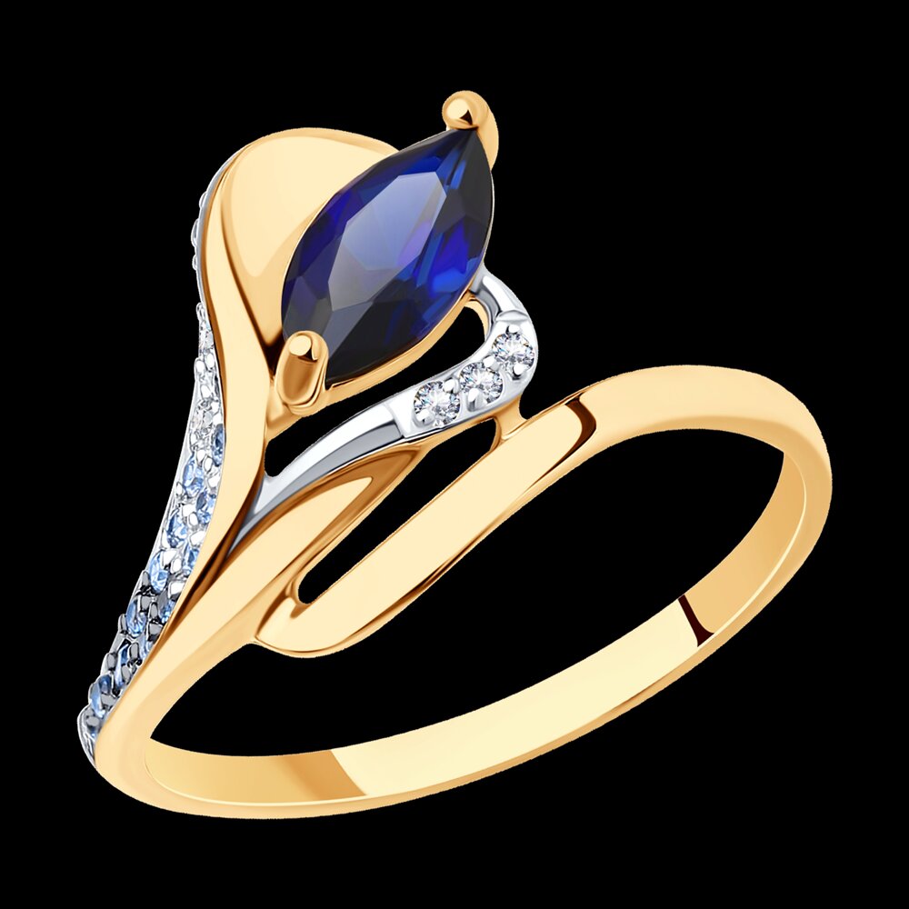 Кольцо SOKOLOV из золота с корундом и фианитами, фото 4