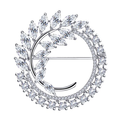 Брошь из серебра с фианитами - фото 1