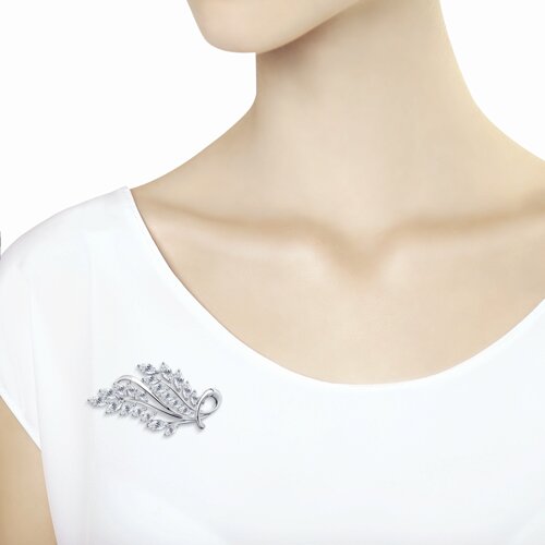 Брошь из серебра с фианитами - фото 2