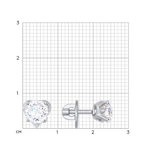 Пусеты из белого золота со Swarovski Zirconia