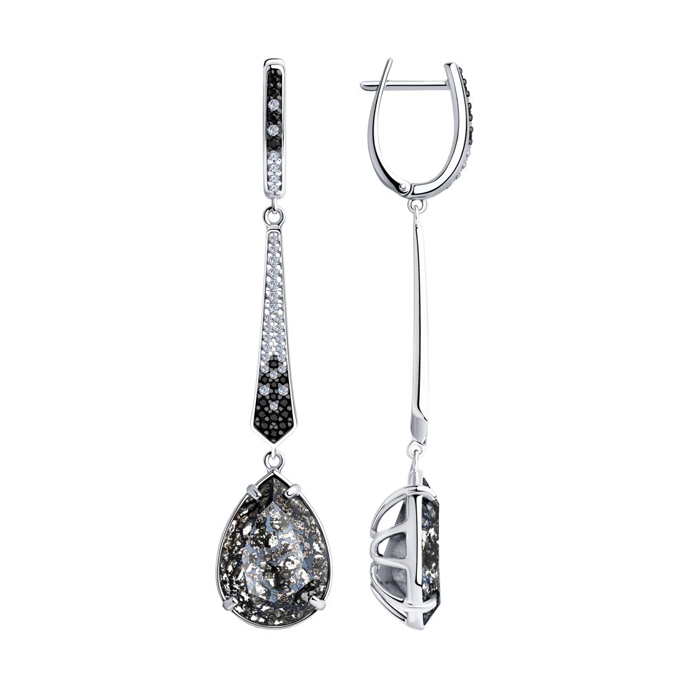 

Серьги SOKOLOV из серебра с чёрными кристаллами Swarovski и фианитами