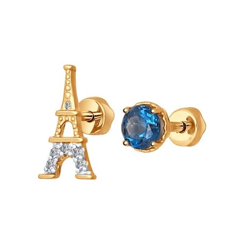 

Серьги-пусеты SOKOLOV из золота с топазами и фианитами